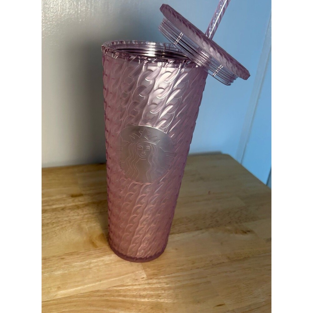 Starbucks 2024  Pink Iridescent 24 Oz Venti Tumbler Lid W/Straw Gently Used